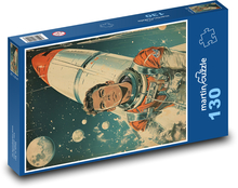 Astronaut s raketou Puzzle 130 dielikov - 28,7 x 20 cm 