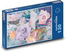 Kwiaty malowane w ogrodzie Puzzle 130 elementów - 28,7x20 cm