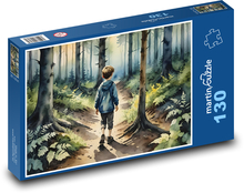A child on a walk in the forest Puzzle 130 pieces - 28.7 x 20 cm