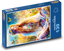 Hippie žena s motýli Puzzle 130 dílků - 28,7 x 20 cm