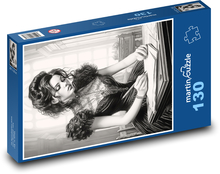 Kobieta w czarnej sukience Puzzle 130 elementów - 28,7x20 cm
