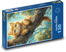 Kočka na stromě Puzzle 130 dílků - 28,7 x 20 cm