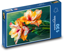 Amaryllis - pomarańczowy, kwiatowy Puzzle 130 elementów - 28,7x20 cm