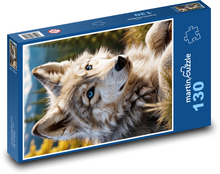 Vlk s modrýma očima Puzzle 130 dílků - 28,7 x 20 cm