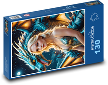 Drak se ženou v noční obloze Puzzle 130 - 28,7x20 cm