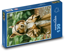 Veverka - déšť, pláštěnka Puzzle 130 dílků - 28,7 x 20 cm