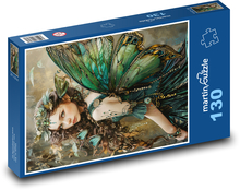 Víla - zelené krídla, dievča Puzzle 130 dielikov - 28,7 x 20 cm 