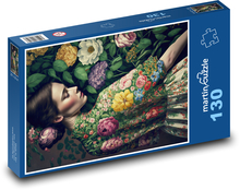 Žena - květiny, krása Puzzle 130 - 28,7x20 cm