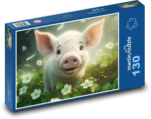 Świnia - kwiaty, prosię Puzzle 130 elementów - 28,7x20 cm