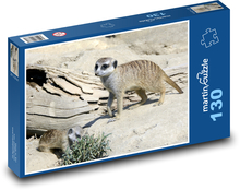 Erdmännchen - Kleintier, Säugetier in der Natur Puzzle 130 Teile - 28,7x20 cm