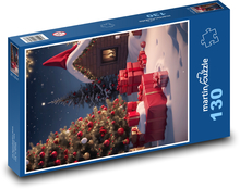 Vánoční strom - dárky, vánoce Puzzle 130 dílků - 28,7 x 20 cm