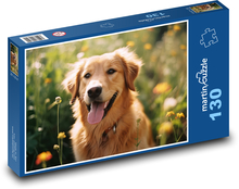 Pes - zviera na lúke, domáce zviera Puzzle 130 dielikov - 28,7 x 20 cm 