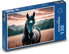 Schwarzes Pferd - Tier, Natur Puzzle 130 Teile - 28,7x20 cm