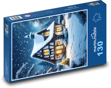 Winter-Weihnachtslandschaftshaus Puzzle 130 Teile - 28,7x20 cm