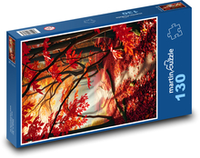 Forest road with autumn leaves Puzzle 130 pieces - 28.7 x 20 cm 