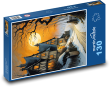 Strašidelný dom v noci Puzzle 130 dielikov - 28,7 x 20 cm 