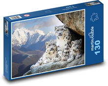 Rodina leopardů na horách Puzzle 130 dílků - 28,7 x 20 cm