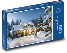 Dom v snehu Puzzle 130 dielikov - 28,7 x 20 cm