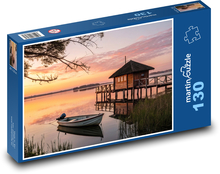 Boat on the lake at sunset Puzzle 130 pieces - 28.7 x 20 cm 