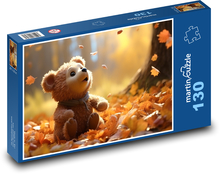 Medvedík v jesenných listoch Puzzle 130 dielikov - 28,7 x 20 cm 