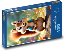 Vysmátá veverka ve vestě Puzzle 130 dílků - 28,7 x 20 cm