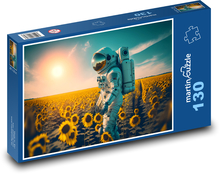 Astronaut v slnečnicovom poli Puzzle 130 dielikov - 28,7 x 20 cm