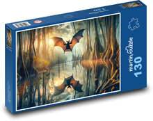 Netopýr letící nočním lesem Puzzle 130 dílků - 28,7 x 20 cm