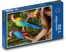 Colorful parrots on a tree Puzzle 130 pieces - 28.7 x 20 cm 