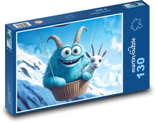Vysmátý netvor a koza v balónu  Puzzle 130 dílků - 28,7 x 20 cm