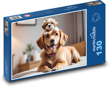 Niedlicher Welpe mit Mama Puzzle 130 Teile - 28,7x20 cm