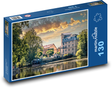 Zehdenick - zachód słońca, Niemcy Puzzle 130 elementów - 28,7x20 cm