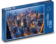 Mrakodrapy v nočnom meste Puzzle 130 dielikov - 28,7 x 20 cm 