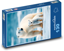 Ľadový medveď - medvede, mláďatá Puzzle 130 dielikov - 28,7 x 20 cm 
