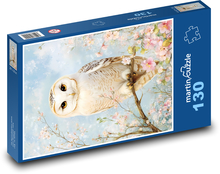Eule - Blühender Baum, Vogel Puzzle 130 Teile - 28,7x20 cm