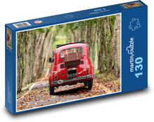Fiat 500 - červené auto, les Puzzle 130 dielikov - 28,7 x 20 cm 