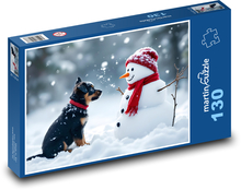 Hund und Schneemann Puzzle 130 Teile - 28,7x20 cm