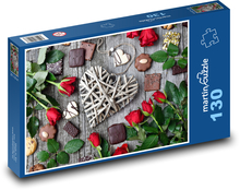 Červené ruže na Valentína Puzzle 130 dielikov - 28,7 x 20 cm 