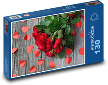 Kytica červených ruží na Valentína Puzzle 130 dielikov - 28,7 x 20 cm 