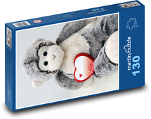 Opica so srdcom na Valentína Puzzle 130 dielikov - 28,7 x 20 cm