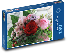 Bunter Valentinstagsstrauß Puzzle 130 Teile - 28,7x20 cm