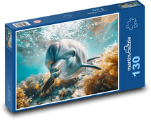 Delfin pływający w morzu Puzzle 130 elementów - 28,7x20 cm