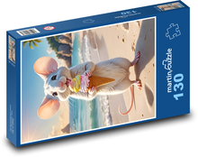 Maus mit Eis am Strand Puzzle 130 Teile - 28,7x20 cm
