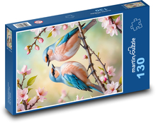 Ptaki na drzewie kwitnącym Puzzle 130 elementów - 28,7x20 cm