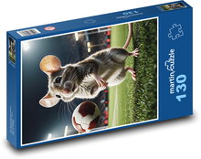 Mysz na boisku piłkarskim Puzzle 130 elementów - 28,7x20 cm