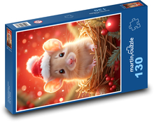 Maus im Weihnachtshut Puzzle 130 Teile - 28,7x20 cm