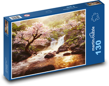 Kvetoucí růžové stromy Puzzle 130 dílků - 28,7 x 20 cm