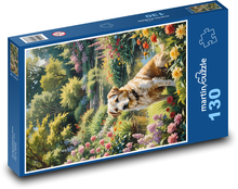 Pes pri rybníku Puzzle 130 dielikov - 28,7 x 20 cm 