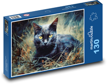 Czarny kot Puzzle 130 elementów - 28,7x20 cm