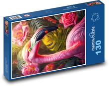 Růžový plameňák Puzzle 130 dílků - 28,7 x 20 cm