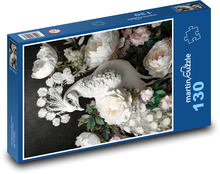 Biely páv Puzzle 130 dielikov - 28,7 x 20 cm 